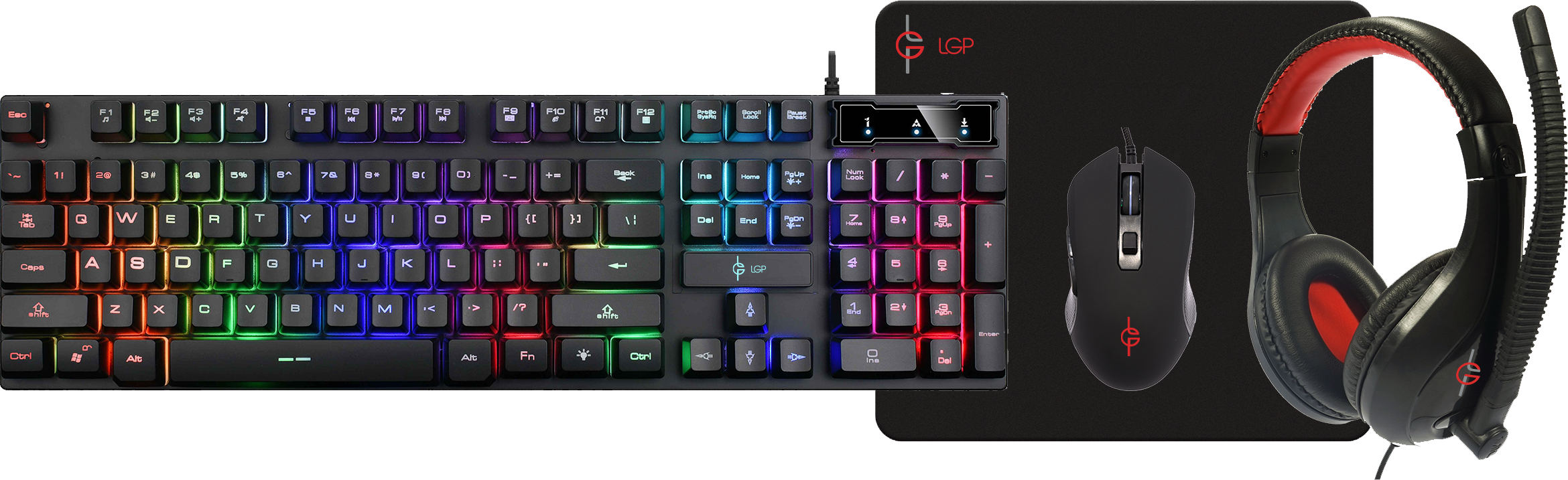 LAMTECH 4 IN 1 RGB GAMING COMBO SET (KEYBOARD-MOUSE-HEADSET-MOUSEPAD) MERCURY