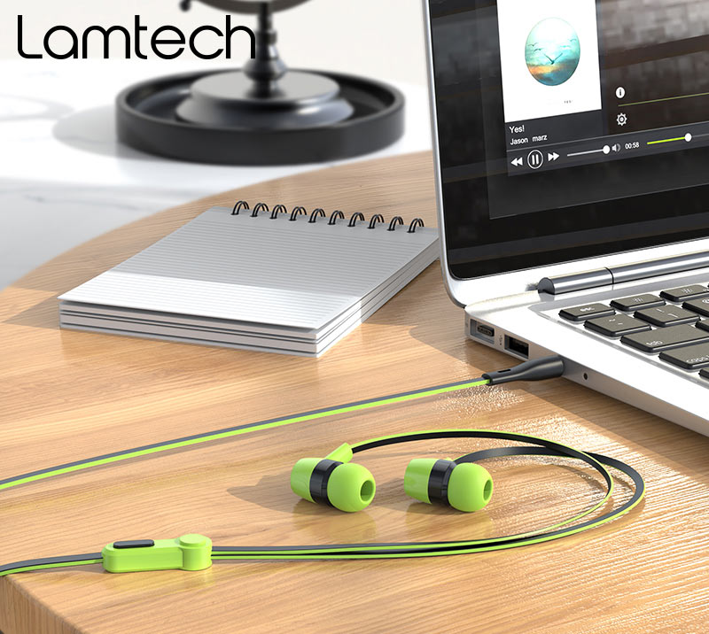 LAMTECH HANDSFREE WITH MIC 3,5MM JACK GREEN
