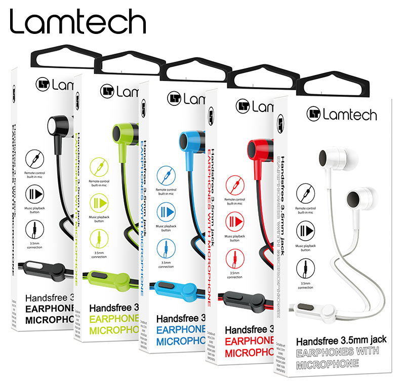 LAMTECH HANDSFREE WITH MIC 3,5MM JACK GREEN