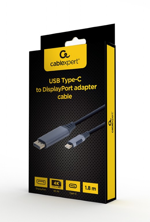 CABLEXPERT USB TYPE-C TO DISPLAYPORT MALE ADAPTER CABLE SPACE GREY RETAIL PACK 1,8M