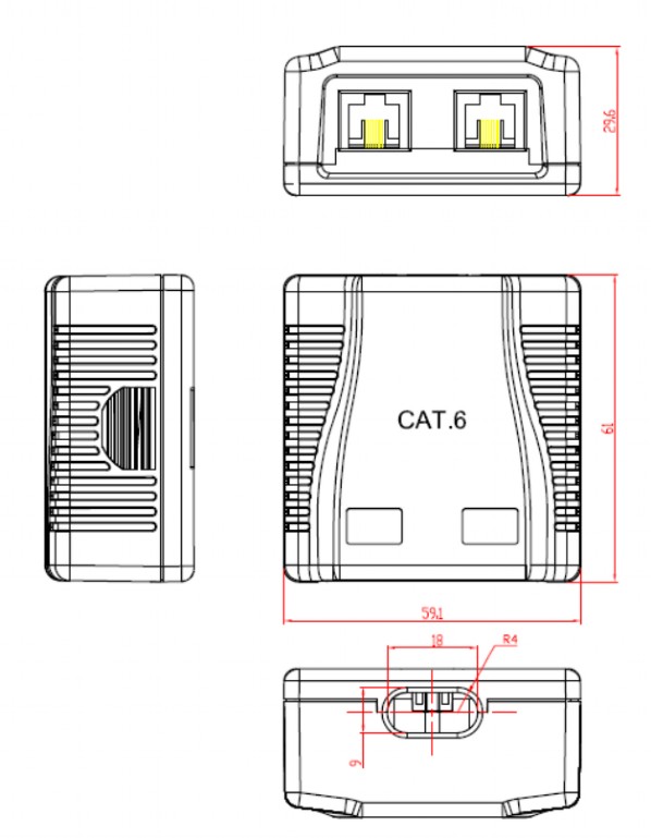 CABLEXPERT CAT6 UTP 2-PORT SURFACE MOUNT BOX