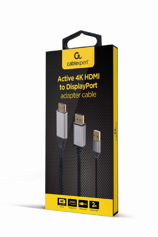 CABLEXPERT 4K HDMI MALE TO DISPLAYPORT MALE ADAPTER CABLE 2M BLACK RETAIL PACK