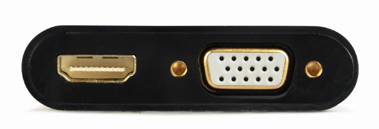 CABLEXPERT HDMI MALE TO HDMI FEMALE+VGA FEMALE+AUDIO ADAPTER CABLE BLACK RETAIL PACK