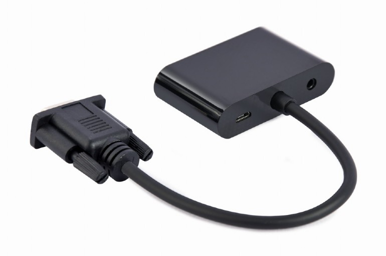 CABLEXPERT VGA TO HDMI+VGA ADAPTER CABLE 0,15M BLACK RETAIL PACK
