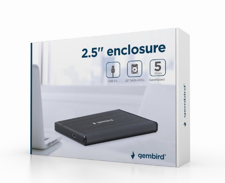 GEMBIRD USB 3.0 2.5' ENCLOSURE BRUSHED ALUMINUM BLACK