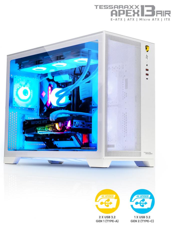 ARMAGGEDDON GAMING PC CASE TEARAXX APEX 13 AIR WHITE