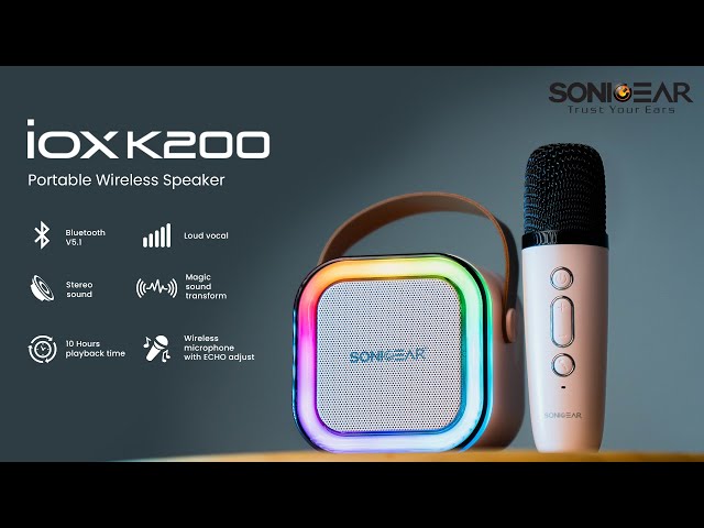 SONICGEAR IOX K200 BLUETOOTH 5.1 HOME KARAOKE PORTABLE SPEAKER WITH WIRELESS MIC PINK
