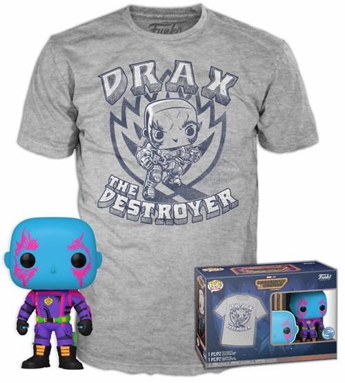Funko Pop!  Tee (Adult): Guardians of the Galaxy - Drax (Blacklight) (Special Edition) Vinyl Figure and T Shirt (L)