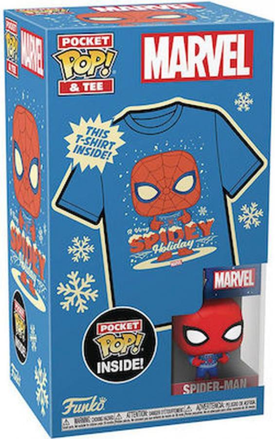 Funko Pocket Pop!  Tee (Child): Marvel - Holiday Spiderman Vinyl Figure  T-Shirt (M)