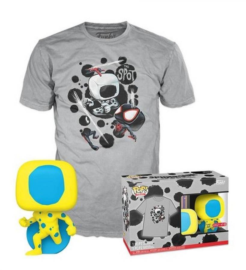 Funko Pop!  Tee (Adult) Marvel: Spider-Man Across the Spider-Verse - The Spot (Blacklight) (Special Edition) (Glows in the Dark) Bobble-Head Vinyl Figure and T-Shirt (S)