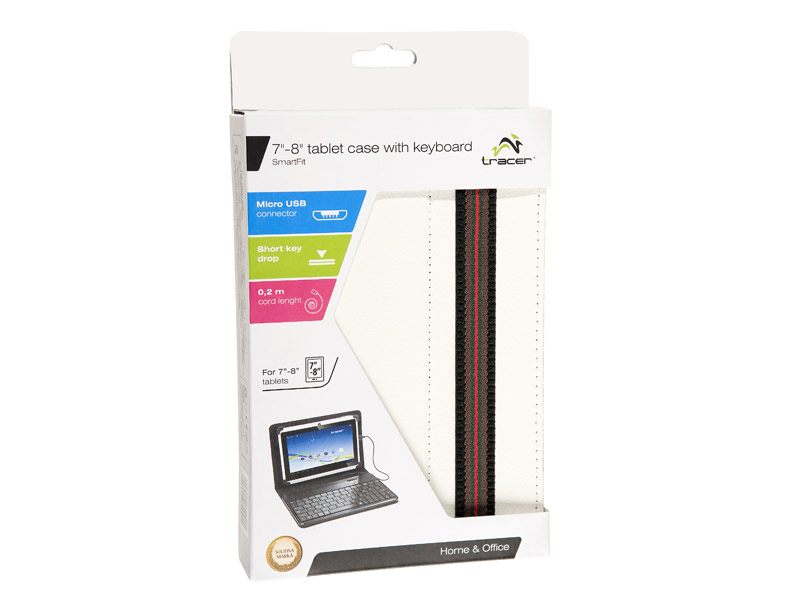 TRACER TABLET CASE WITH KBRD 7'-8' SMART FIT WHITE