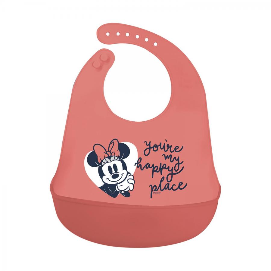 Stor: Minnie Mouse Heart Full - Toddler Silicone Bib  (10729)