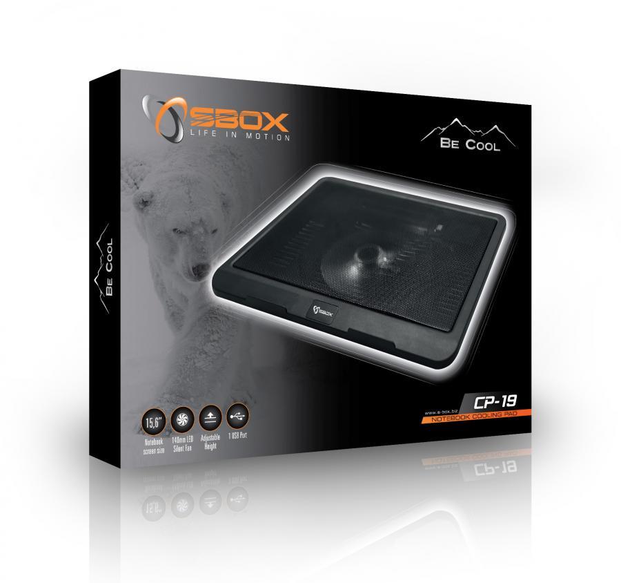 SBOX USB COOLING PAD 15,6' BLUE LED FAN 140 mm