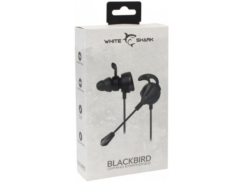 WHITE SHARK IN-EAR HEADSET + MICROPHONE BLACKBIRD