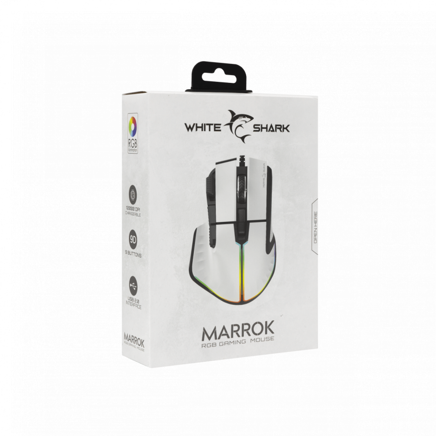 WHITE SHARK GAMING MOUSE GM-9006 MARROK WHITE 12000DPI