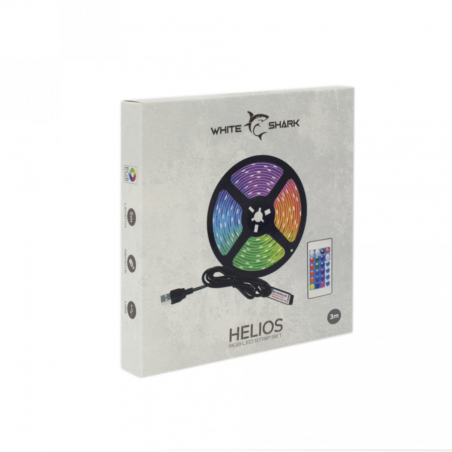 WHITE SHARK RGB LED STRIP + IR REMOTE HELIOS 3M