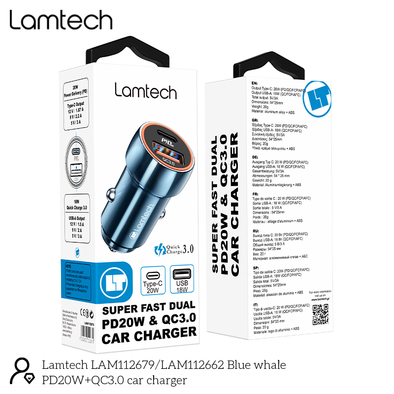 LAMTECH CHARGE AND DATA CABLE TYPE-C TO TYPE-C 60W 2M BLACK