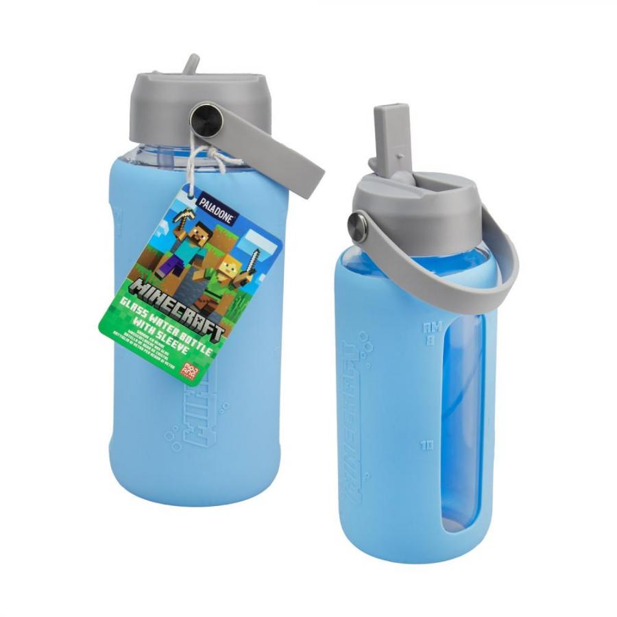Paladone: Minecraft - Glass Water Bottle with Sleeve (PP16082MCF)