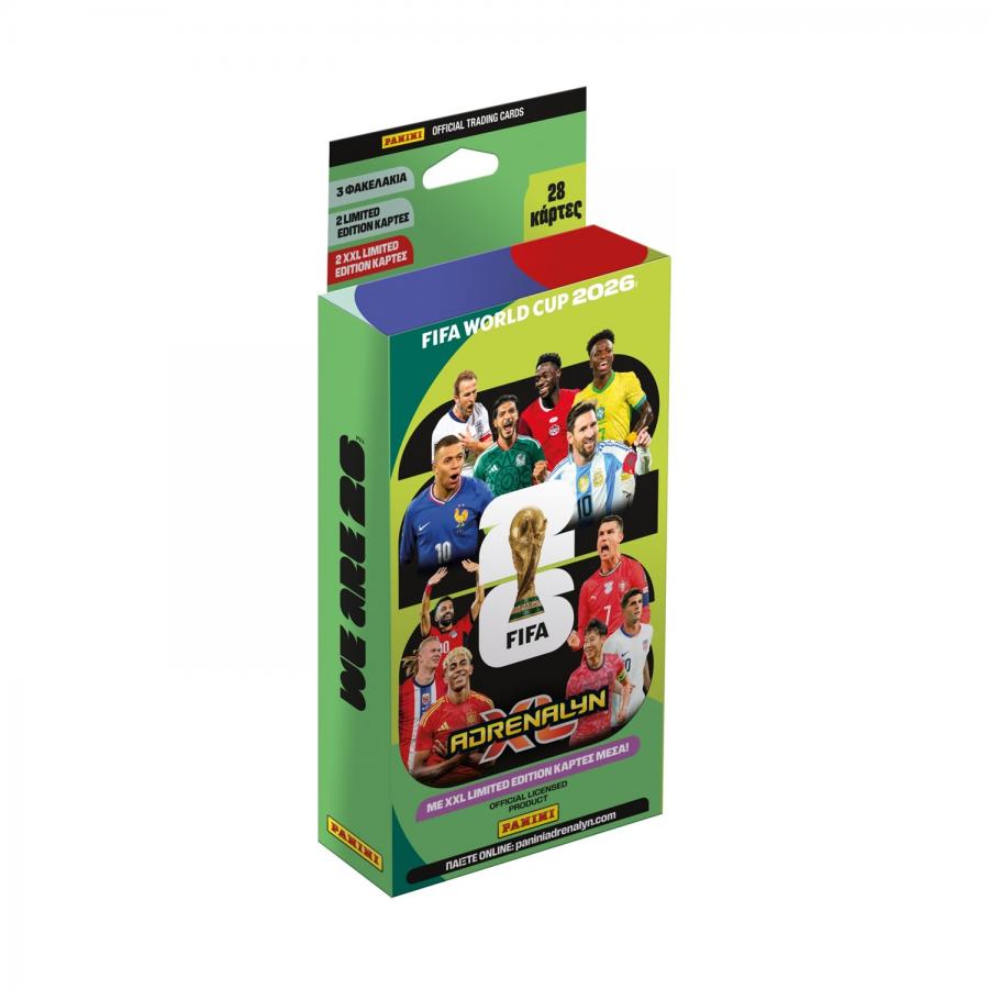 Panini World Cup 2026: Adrenalyn XXL Blister (φακελάκια + 2 limited edition κάρτες + 2 XXL limited edition κάρτες, 28 κάρτες σύνολο)