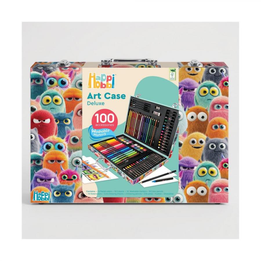 AS HappiHobbi: Κασετίνα Ζωγραφικής Deluxe - 100 Αξεσουάρ, Τερατάκια (ΕΝ) (1038-82062)