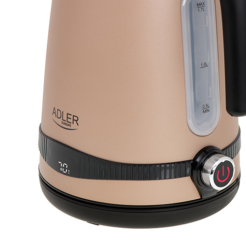 ADLER 1,7L STEEL ELECTRIC KETTLE WITH LCD AND TEMPERATURE CONTROL GOLD