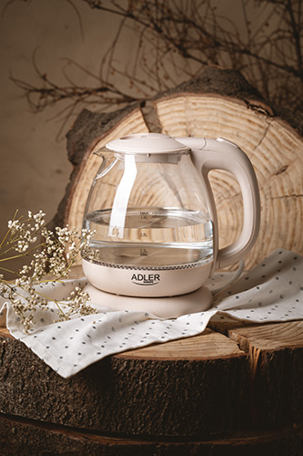 ADLER ELECTRIC GLASS KETTLE 1L CREAM