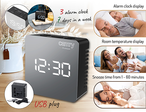CAMRY LED ALARM CLOCK BLACK