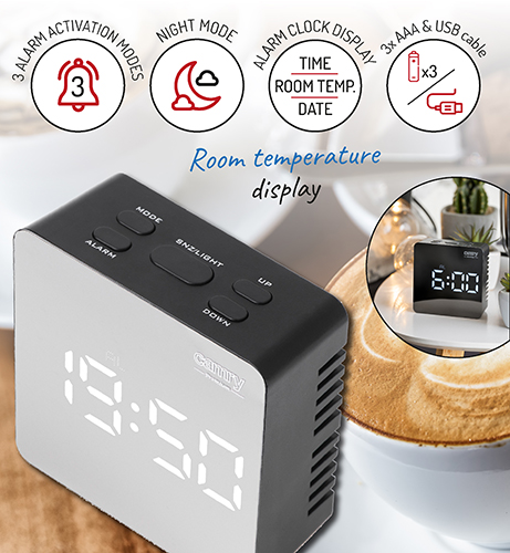 CAMRY LED ALARM CLOCK BLACK