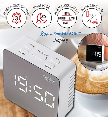 CAMRY LED ALARM CLOCK WHITE
