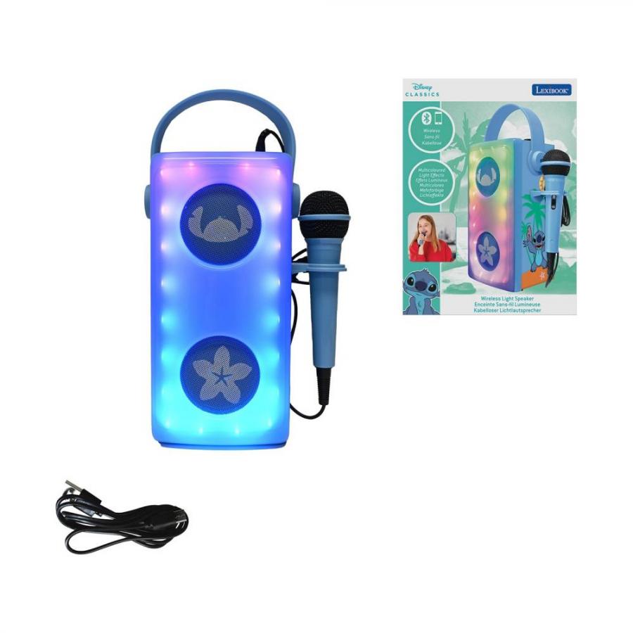 Lexibook Bluetooth Speaker with Microphone & Light Effects: Stitch Luminous Powerful Bluetooth Speaker with Microphone (25.BTP185DZ)