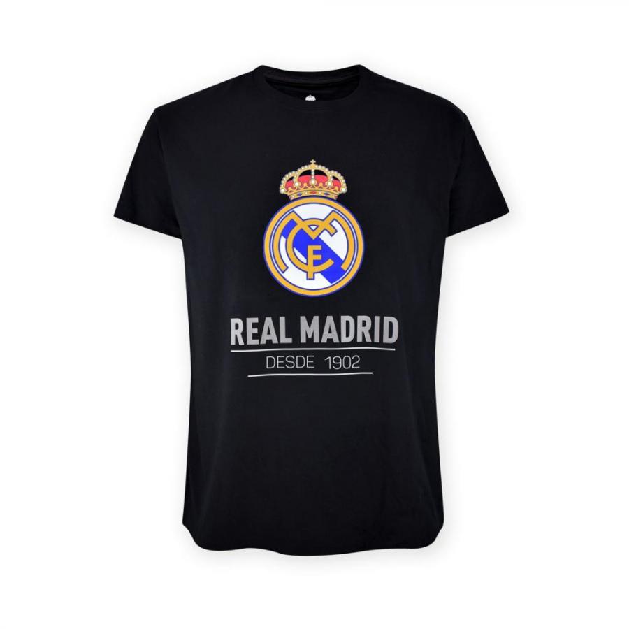 Real Madrid CF Official T-Shirt – Black 'Since 1902' Crest Print – Size L (RM1CE90)