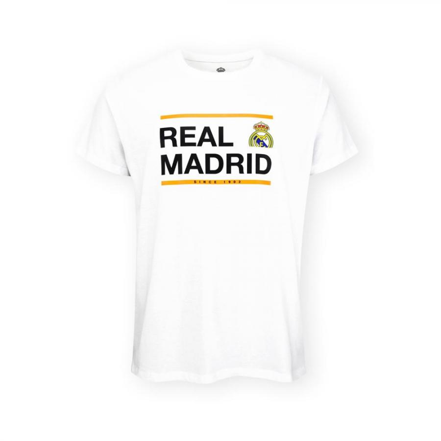 Real Madrid CF Official T-Shirt – White 'Real Madrid Since 1902' Boxed Logo – Size L (RM1CE115)