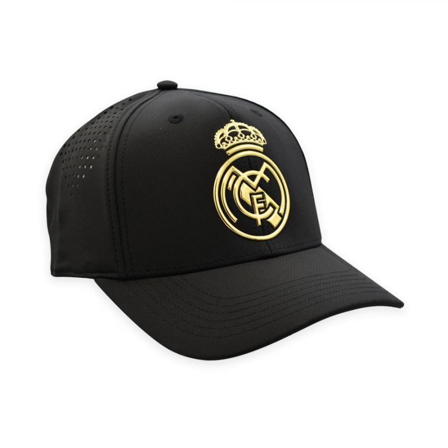 Real Madrid CF Official Cap – Black Performance Cap with Gold Crest – Size U (RM3GO41)