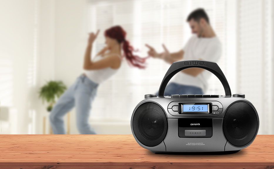 AIWA PORTABLE CD/MP3/USB/TAPE/BT WITH FM PLL RADIO BLACK