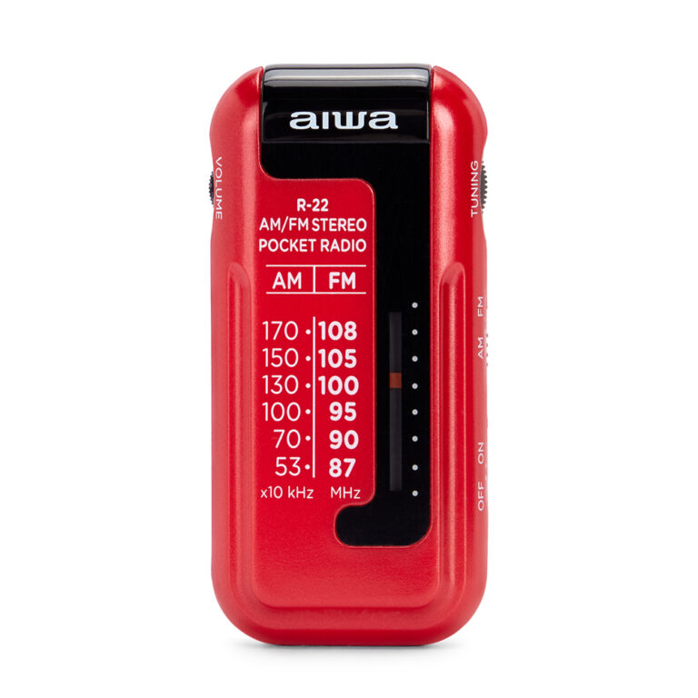 AIWA MINI POCKET RADIO WITH EARPHONES RED