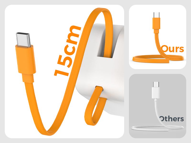 TESSAN 3 IN 1 WALL SOCKET 1xSCHUKO, 1xUSB, 1xTYPE-C CABLE 15CM