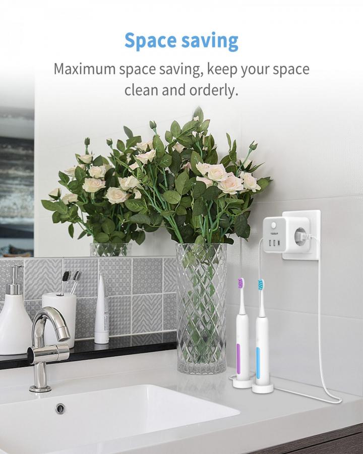 TESSAN 6 IN 1 POWERCUBE SOCKET 3xSCHUKO, 2xUSB, 1xTYPE-C