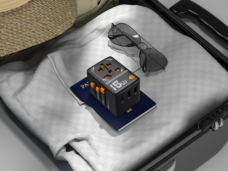 TESSAN UNIVERSAL TRAVEL ADAPTER 2xUSB, 1xTYPE-C MAX 15W