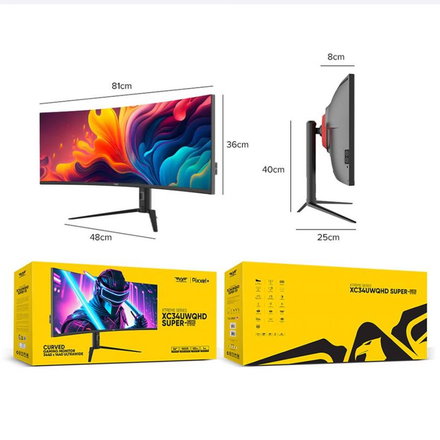 ARMAGGEDDON CURVED ULTRA WIDE GAMING MONITOR 34' PIXXEL+ XTREME SERIES SUPER G180 G-SYNC BLACK