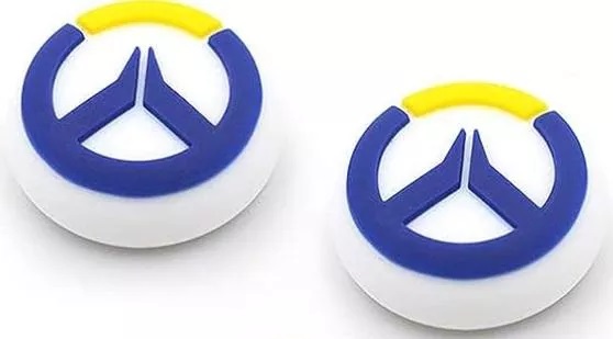 Thumb Grips Overwatch For PS4/PS5/XONE/XBSX/PS3/X360 2pcs Bulk NEW (Blue/White)