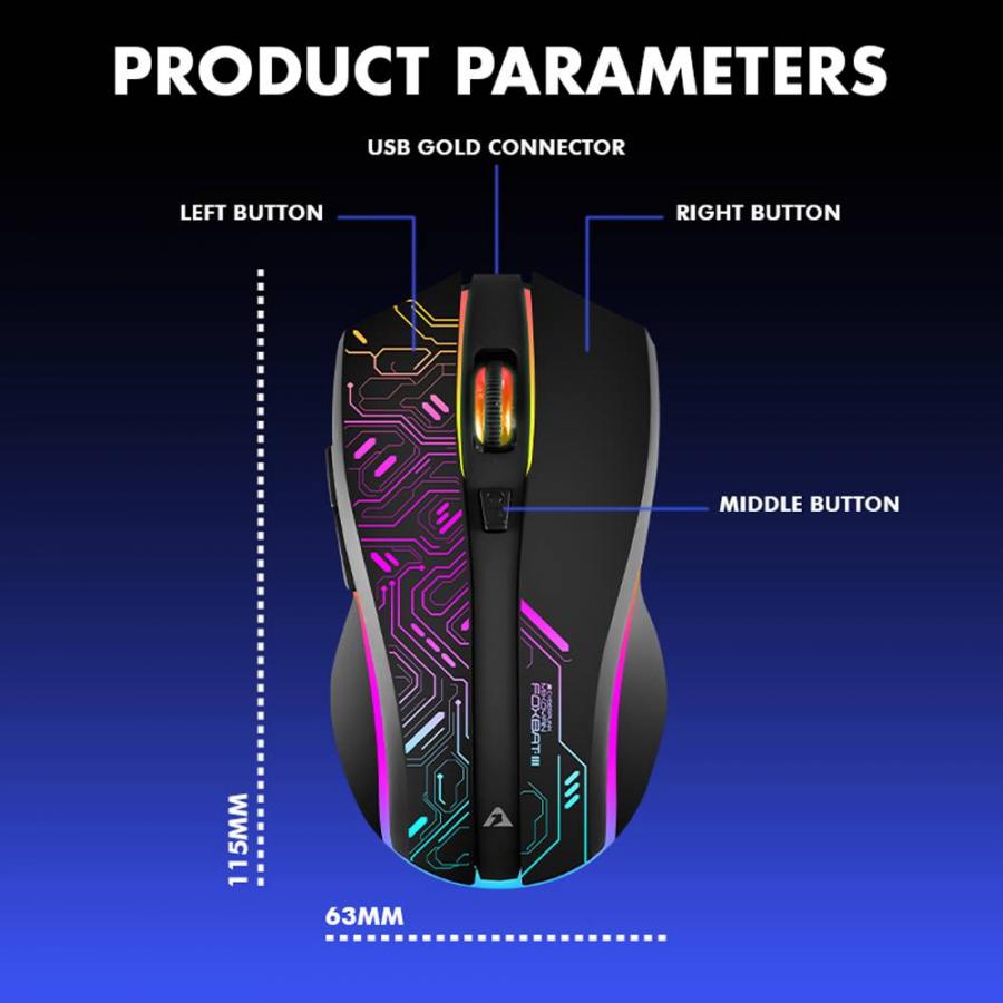 ARMAGGEDDON 2.4G WIRELESS GAMING MOUSE RGB 10000 CPI MIKOYAN FOXBAT-III CYBERPUNK WHITE
