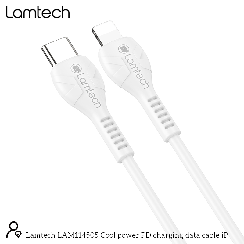 LAMTECH FAST CHARGING AND DATA CABLE TYPE-C TO LIGHTNING 1M 27W WHITE