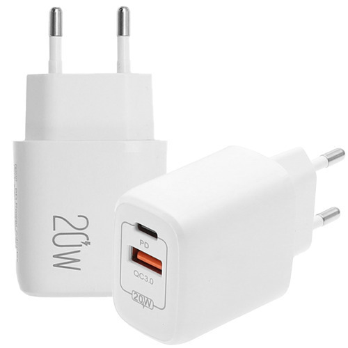 Lamtech Φορτιστής Χωρίς Καλώδιο  USB-A και Θύρα USB-C 20W Quick Charge 3.0 / Power Delivery Λευκός (LAM023527)