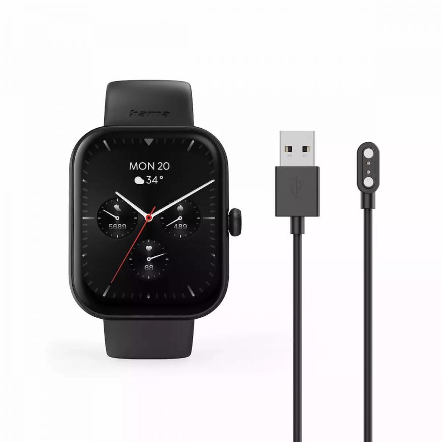 Hama 5000 Smartwatch 47mm με Παλμογράφο Black
