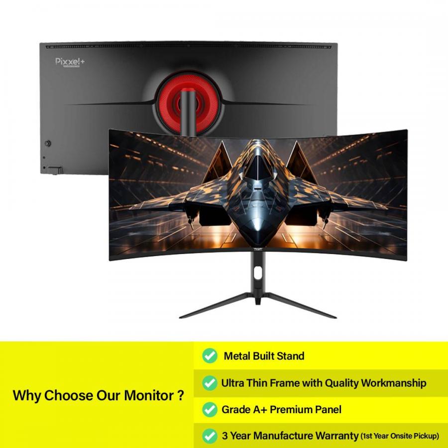ARMAGGEDDON CURVED ULTRA WIDE GAMING MONITOR 34' PIXXEL+ XTREME SERIES SUPER G180 G-SYNC BLACK