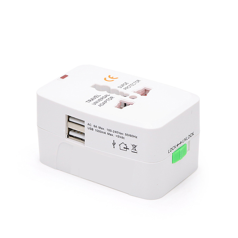 LAMTECH UNIVERSAL TRAVEL ADAPTER WITH 2 USB PORT 4 DIFFERENT PLUGS