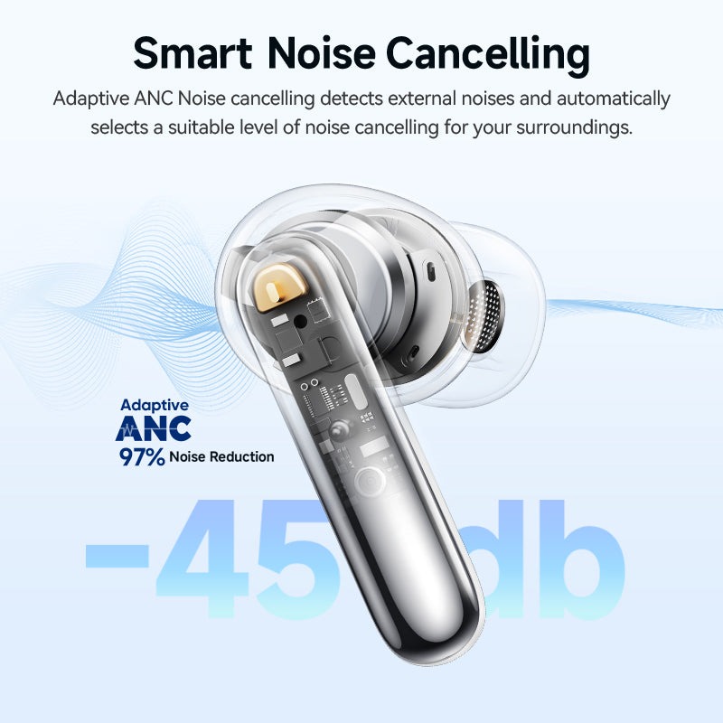 QCY Melobuds N50 ANC Black - 45db ANC TWS Earbuds 6 mic ENC, IPX4 BT5.4