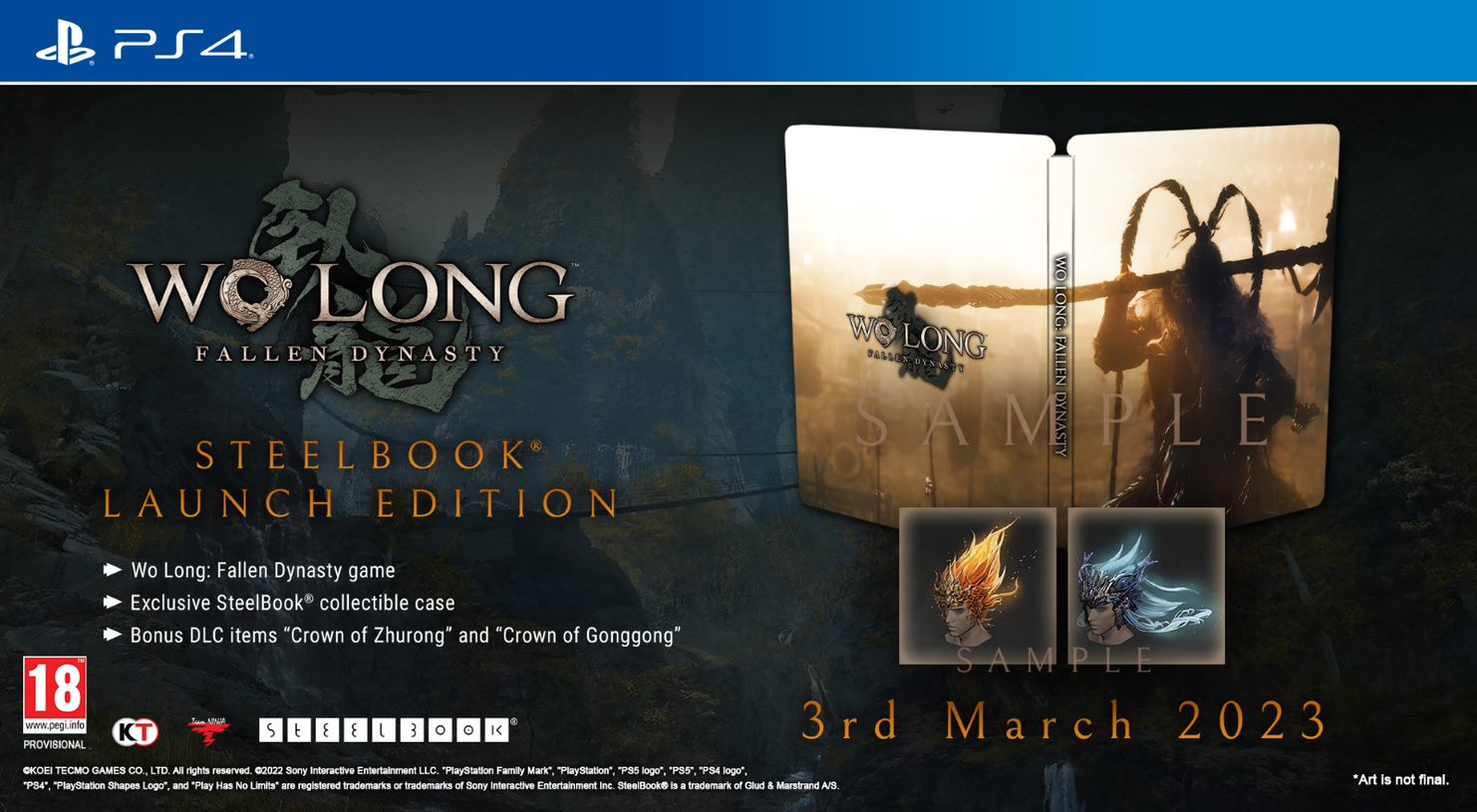 Wo Long Fallen Dynasty Steelbook Day1 Edition PS4 NEW