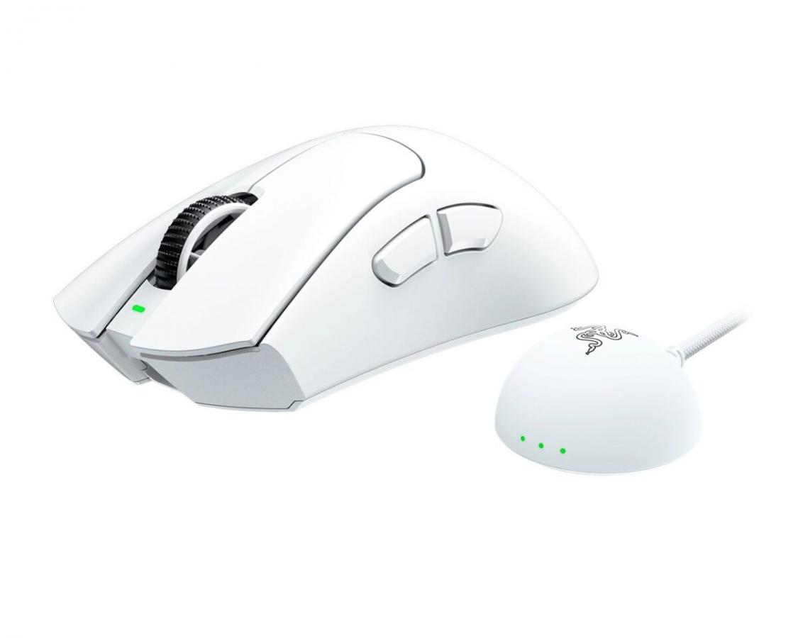 Razer DEATHADDER V4 PRO WHITE - 56g Wireless Gaming Mouse - Ergonomic - 120 Hours Battery - 45K DPI