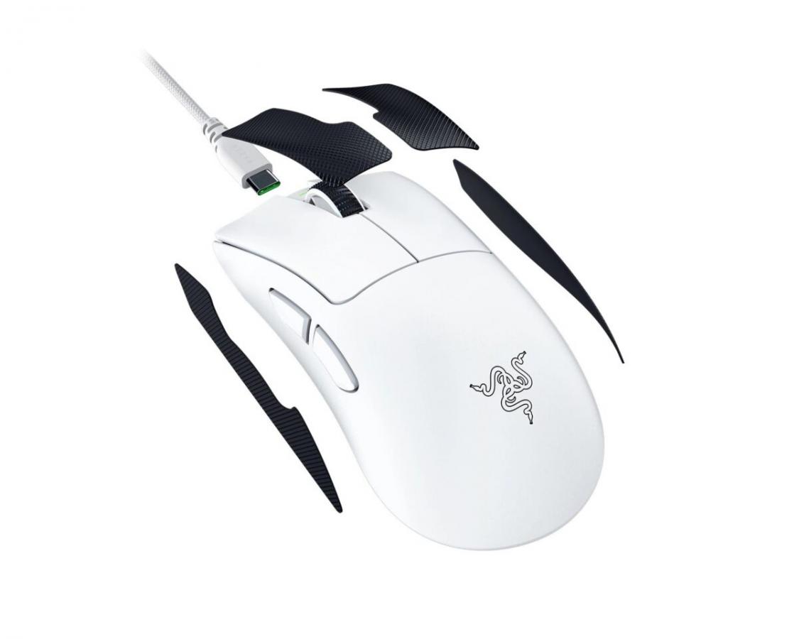 Razer DEATHADDER V4 PRO WHITE - 56g Wireless Gaming Mouse - Ergonomic - 120 Hours Battery - 45K DPI